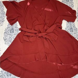 BloomChic Rust High Low‎ Wrap Dress